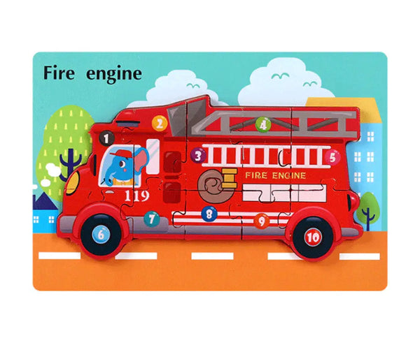 Holzpuzzle Feuerwehrauto